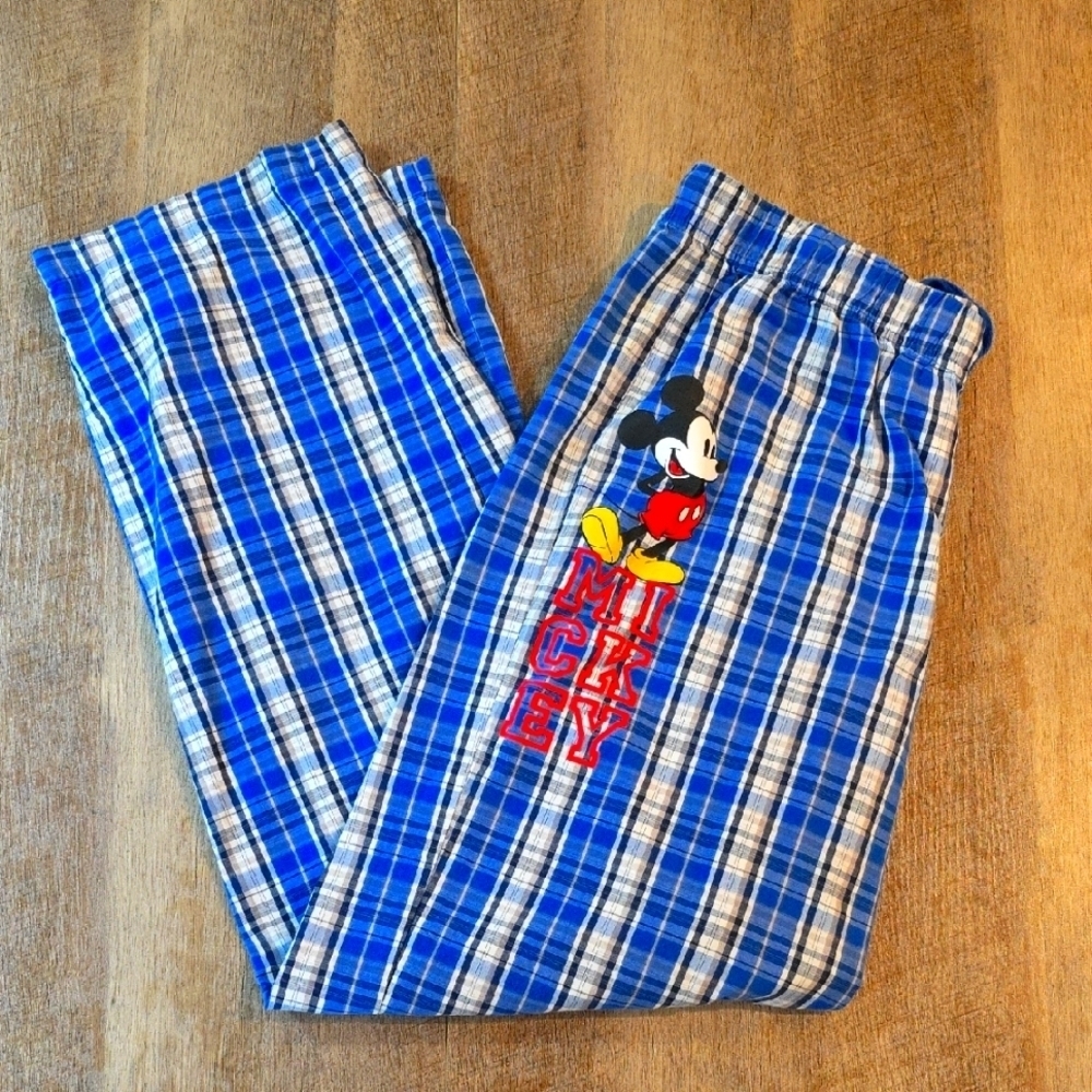 Disney Store Mens Blue Plaid Pajama Pants. Size L